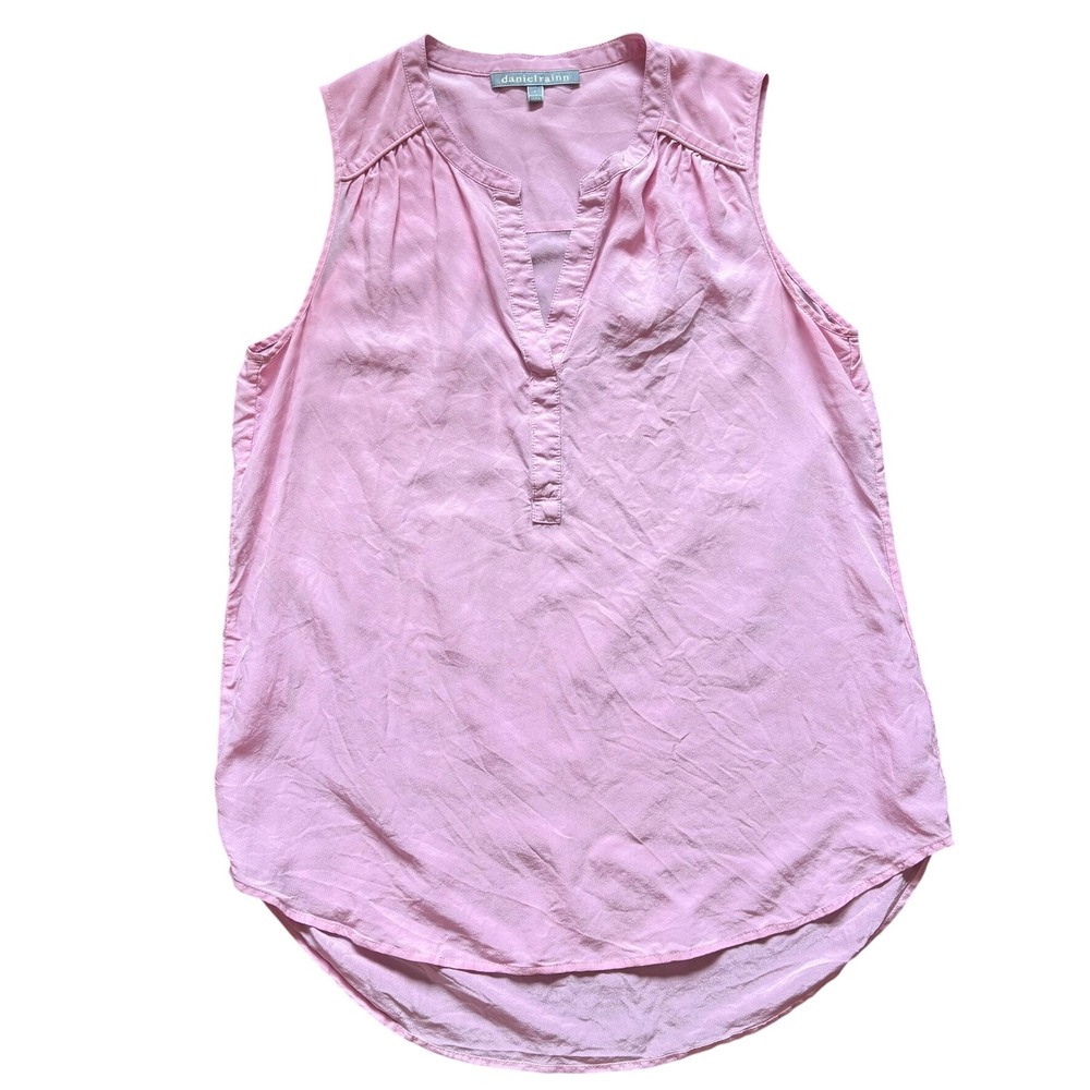 Daniel Rainn Coquette Balletcore 100% Silk Womens Pink Sleeveless Blouse S